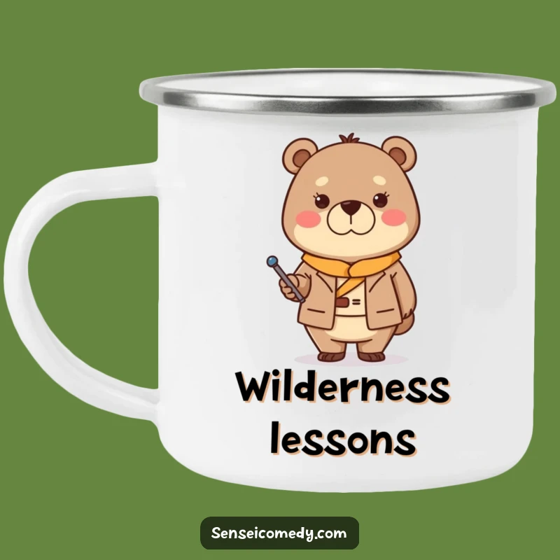 Funny Bear Sensei Camping Mug - Sip Wisdom with Stern but Kind Guidance