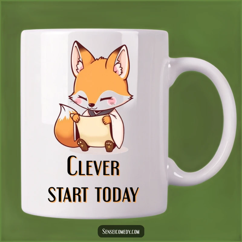 Funny Fox Sensei Scroll Mug - Detail-Oriented Gift for Diligent Minds