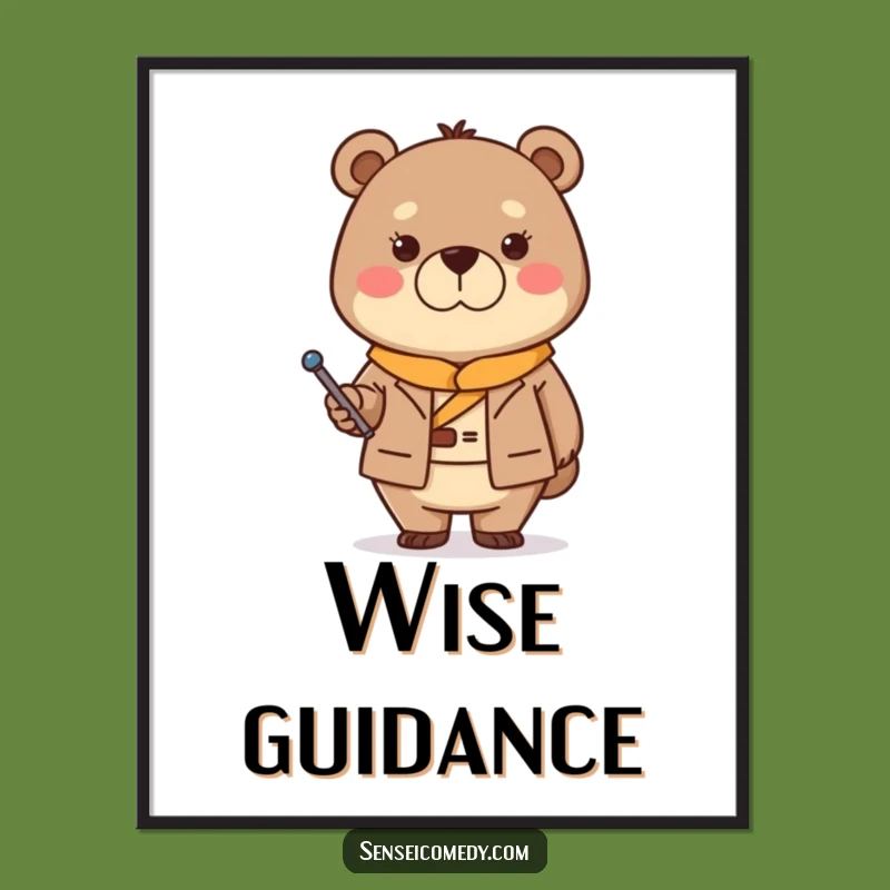 Funny Bear Sensei Digital Art Print - Instant Stern but Kind Wisdom