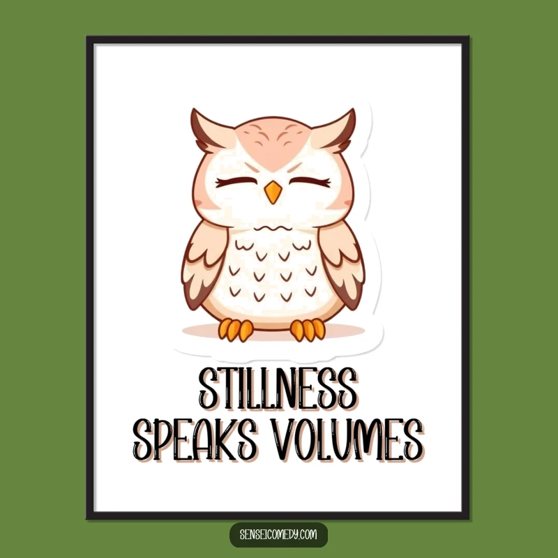 Funny Owl Sensei Meditation Poster - Inspiring Wall Art for Peaceful Spaces