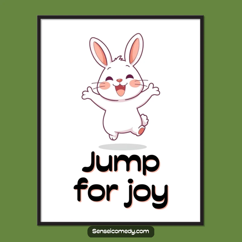 Funny Rabbit Sensei Jump Poster - Cheerful Wall Art for Uplifting Spaces