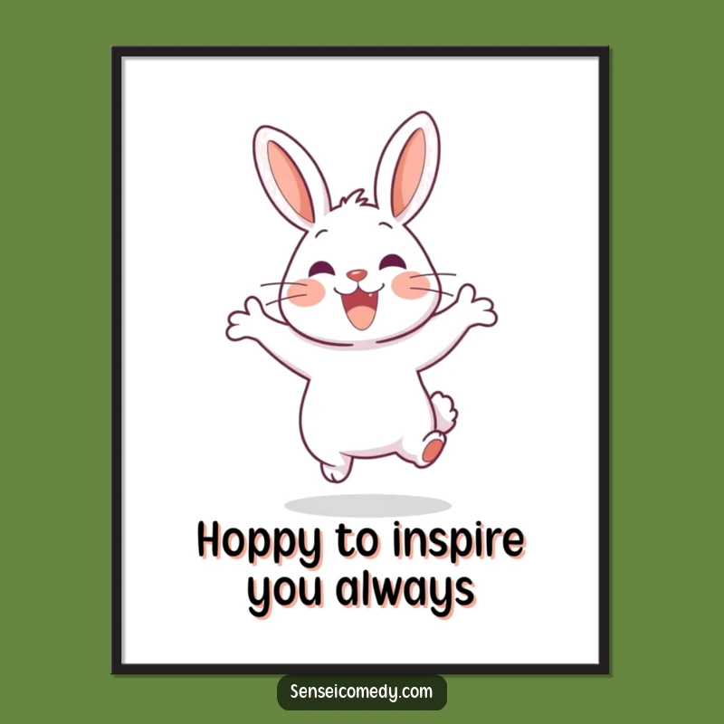 Free Printable Rabbit Sensei Wall Art: Joyful Jump Humor Downloadable Decor