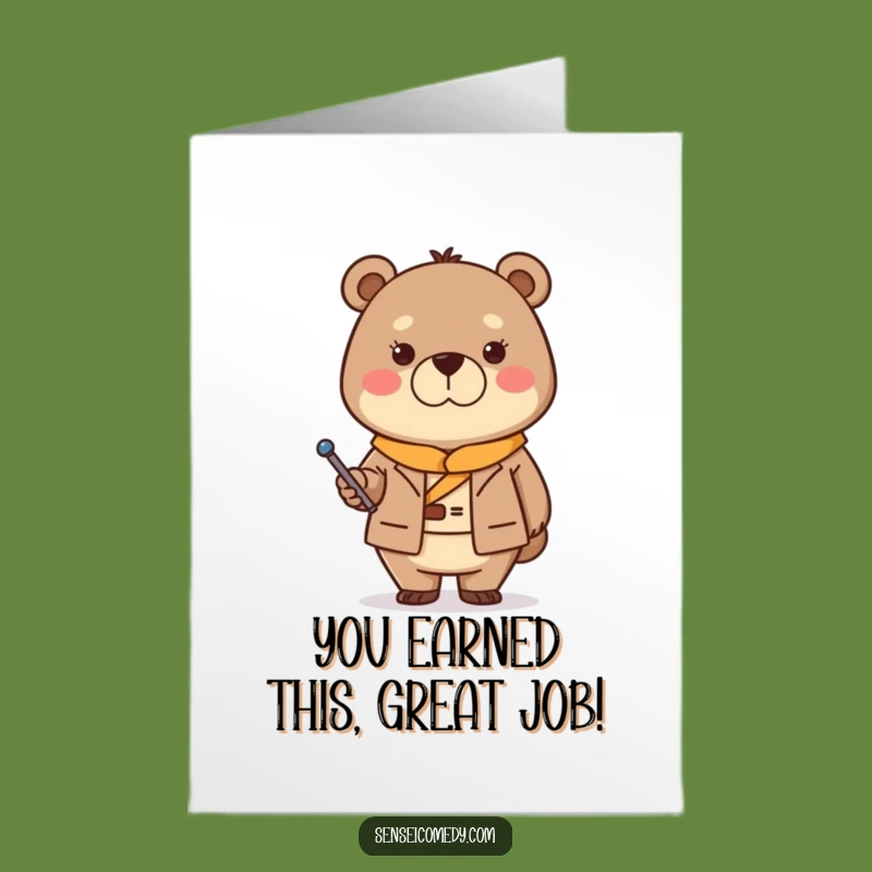 Free Printable Bear Sensei Congrats Card: Kind Sternness Humor Downloadable