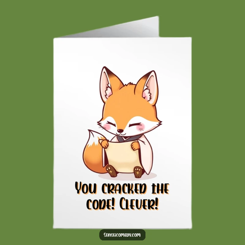 Free Printable Fox Sensei Congrats Card: Detailed Inspection Humor Downloadable