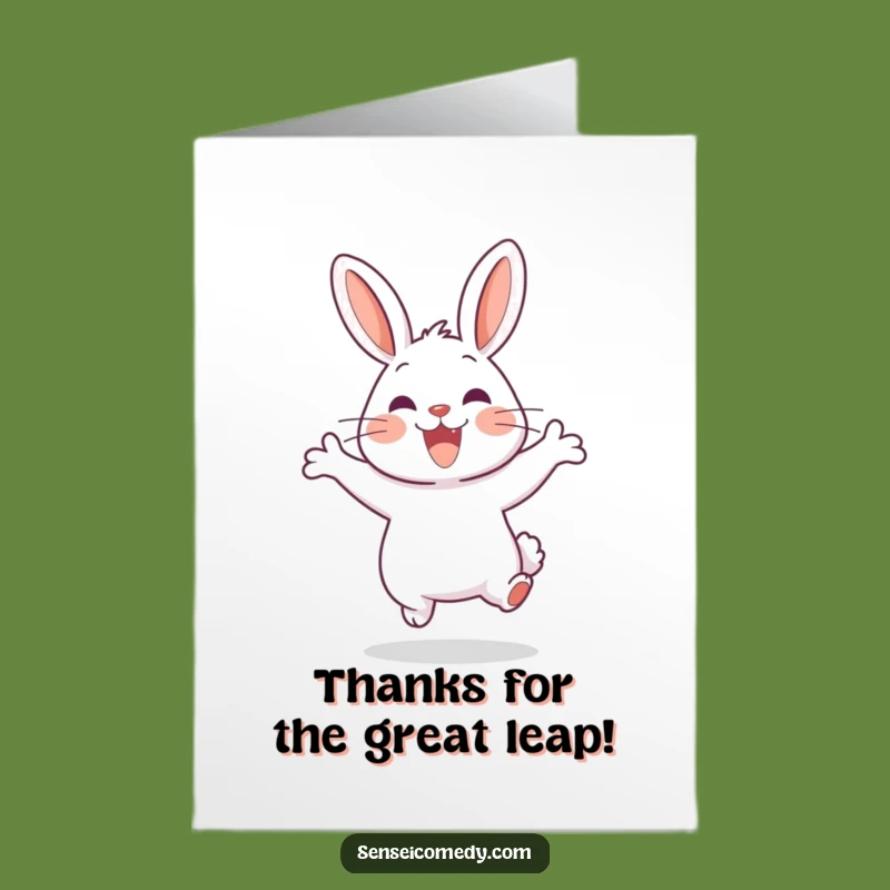 Free Printable Rabbit Sensei Thank You Card: Cheerful Jump Gratitude Downloadable
