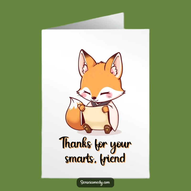 Free Printable Fox Sensei Thank You Card: Detailed Gratitude Downloadable